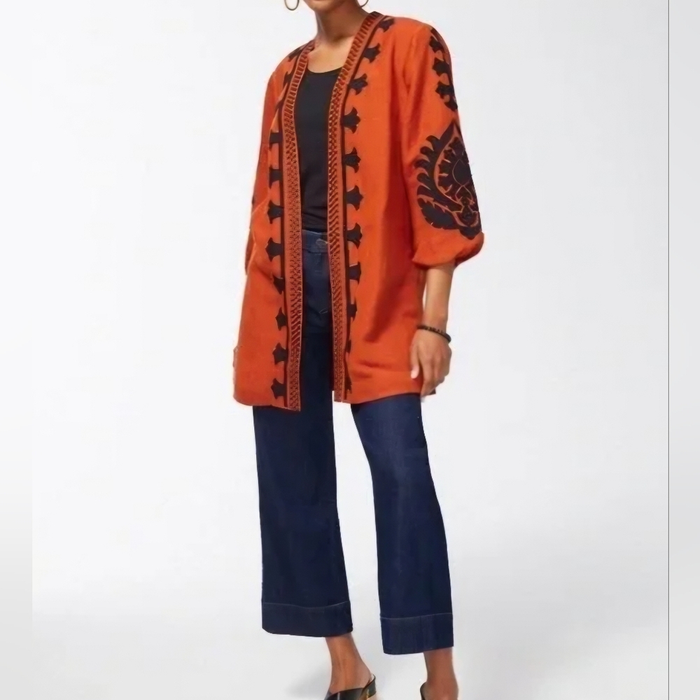 Chico's Linen Blend Appliqued Jacket - Picture 6 of 6